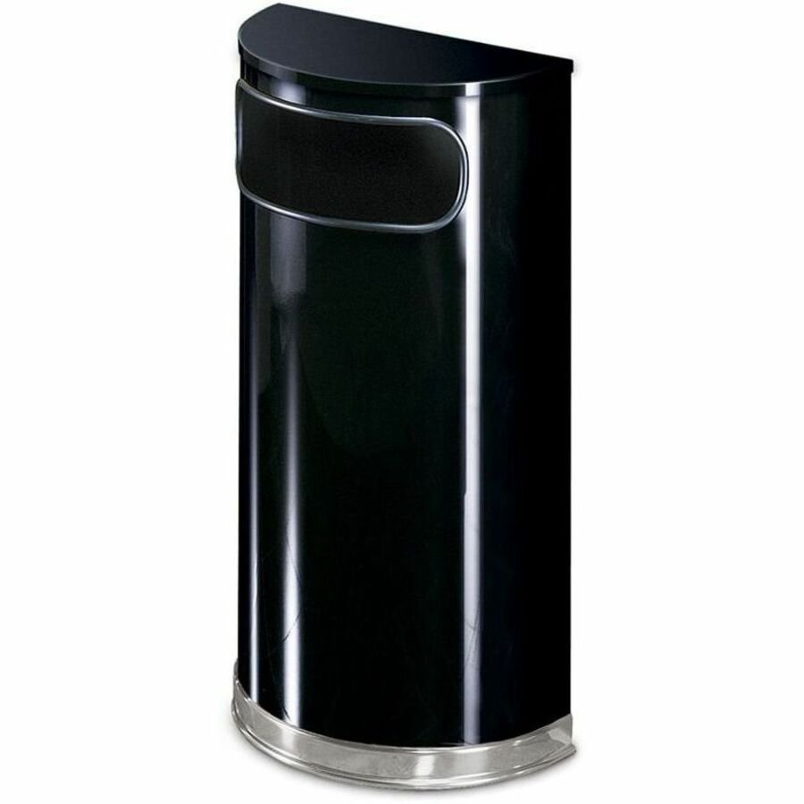 Rubbermaid Commercial Black/Chrome Half Round Receptacle