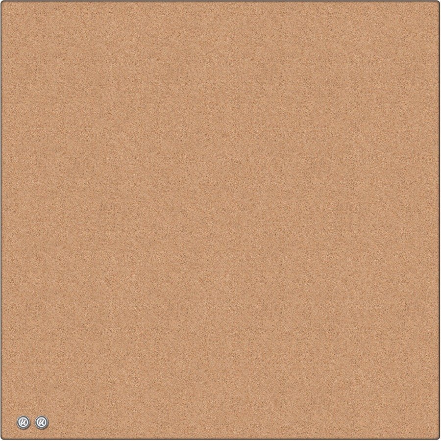U Brands Square Cork Bulletin Board, 14 x 14 Inches, Frameless, Natural, Push Pins Included (463U00-04)